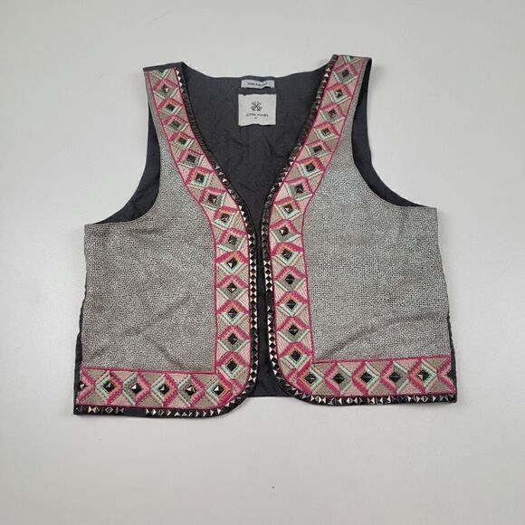 John John Made In Heaven Embroidered Open Vest Multicolor Size Medium - Picture 2 of 11